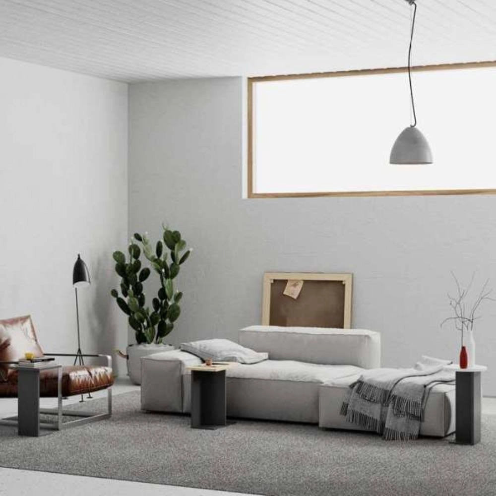 Set 3 Tavolini da Soggiorno Varie Misure in MDF Mund Antracite e Bianco