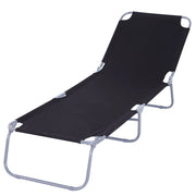 Lettino Prendisole Pieghevole da Giardino 180x55x24 cm in Metallo e Tessuto Oxford Nero