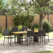 Set da pranzo per giardino  7 pezzi in polyrattan nero