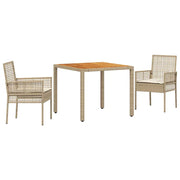 Set da Pranzo per Giardino 3 pz | Set Salotto da Giardino Beige polyrattan