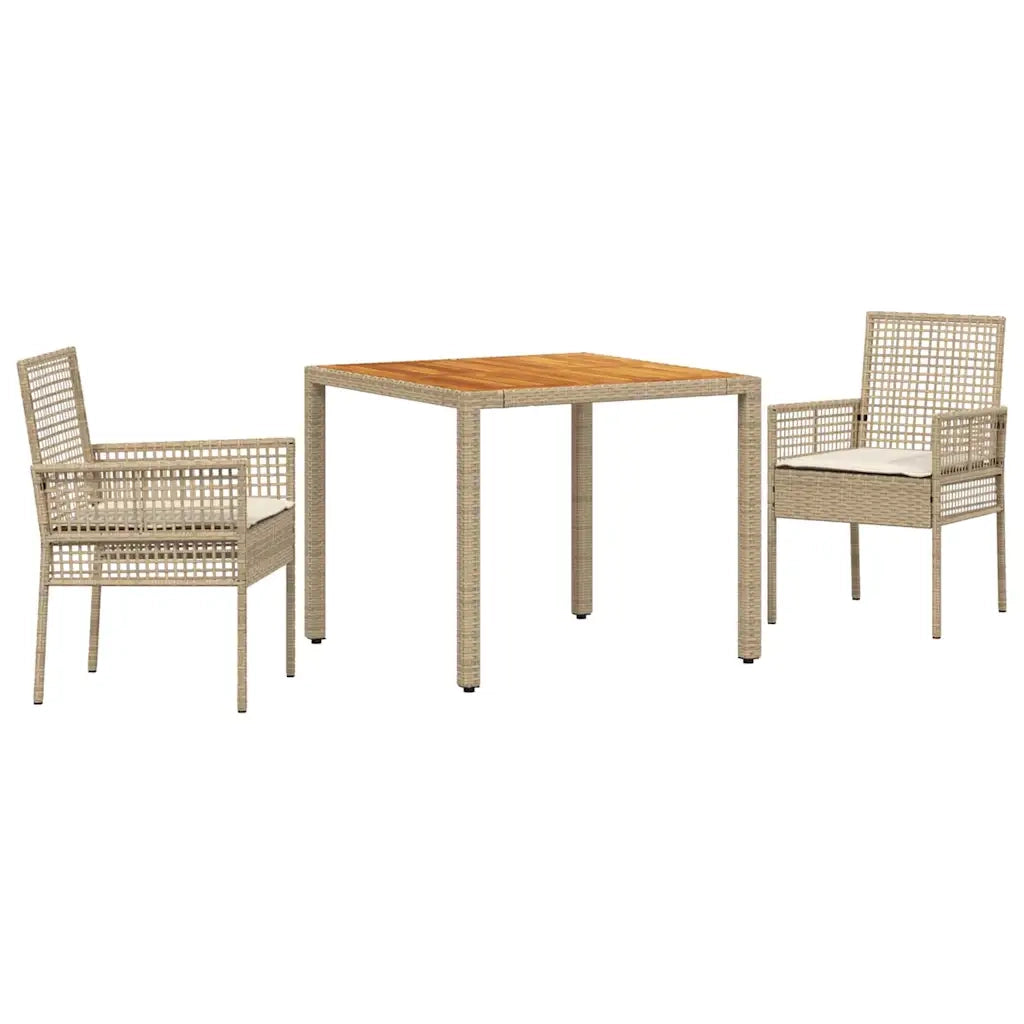 Set da Pranzo per Giardino 3 pz | Set Salotto da Giardino Beige polyrattan