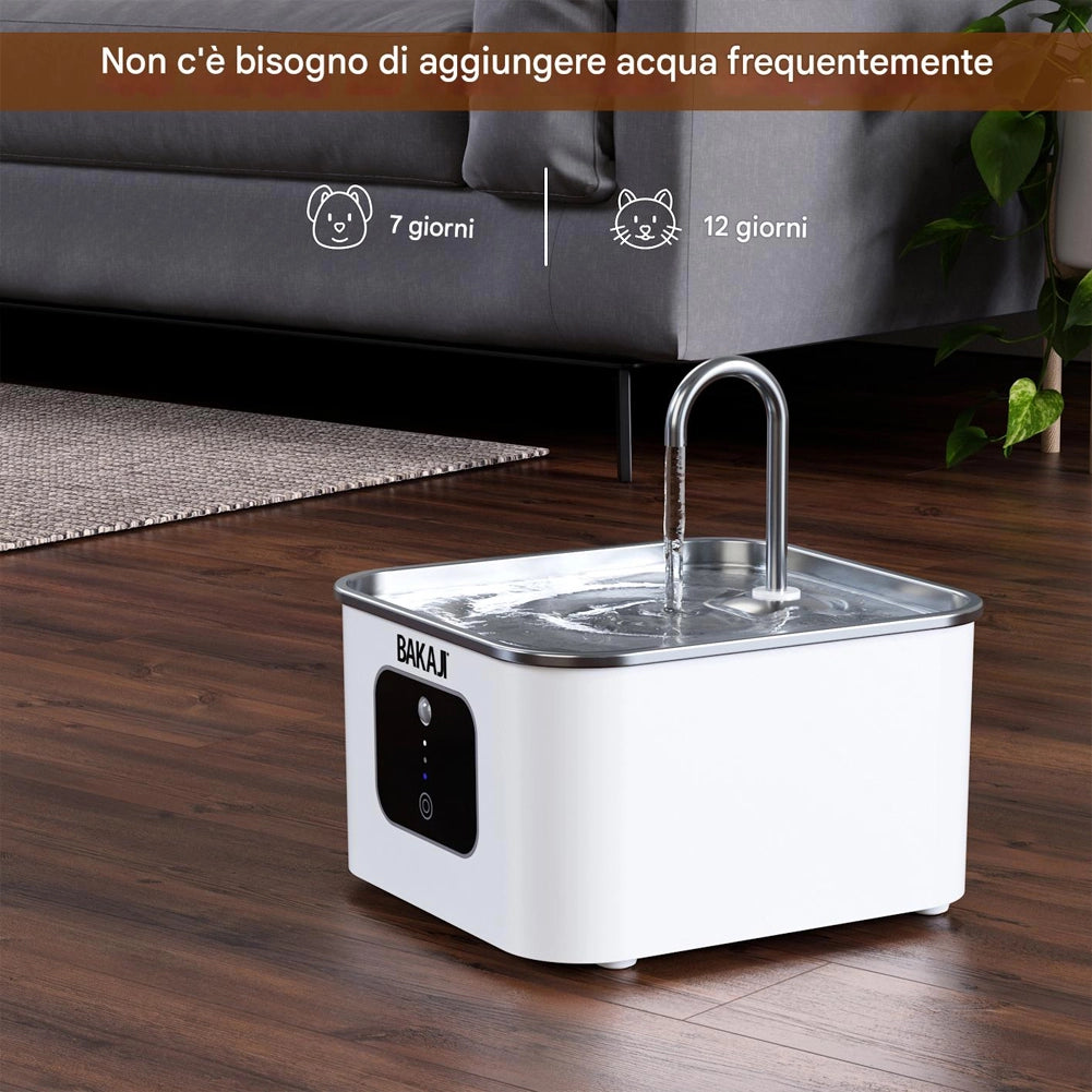 Dispenser Erogatore d'Acqua da 3.5 Litri Intelligente per Animali con Sensore