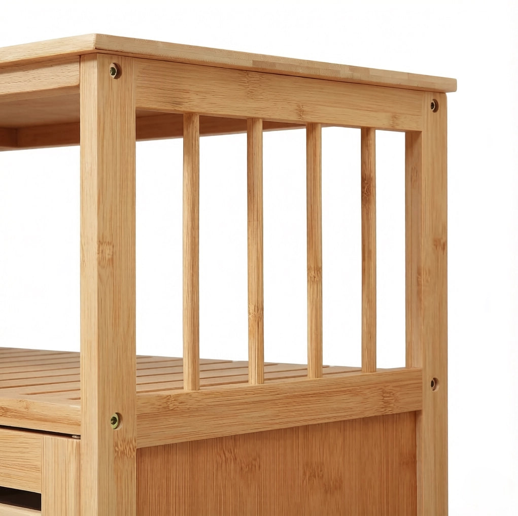 Credenza in bambù naturale 100x35x82 cm con ante