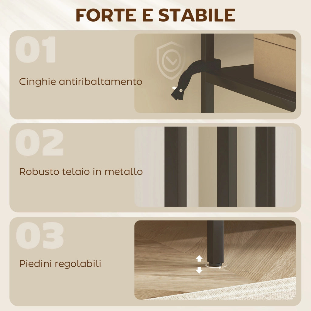 Tavolino consolle con ripiani aperti a 3 livelli ¨C zephmum ¨C Acciaio, Nero, 55x30x85 cm