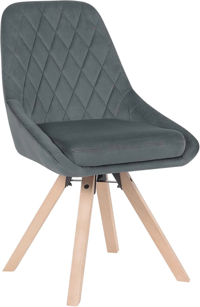 Sedia Girevole per Sala da Pranzo e Camera da Letto, Sedia da Cucina in Velluto Grigio Scuro, BH359dgr-1