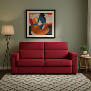 Brusasco, Divano Letto 2 Posti Sfoderabile Made in Italy, 205x95 cm Rosso