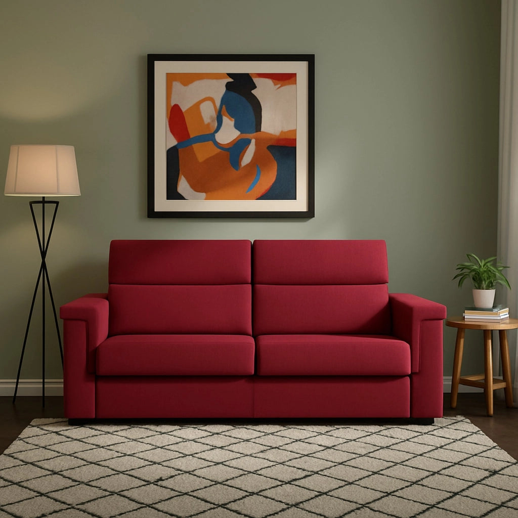 Brusasco, Divano Letto 2 Posti Sfoderabile Made in Italy, 205x95 cm Rosso