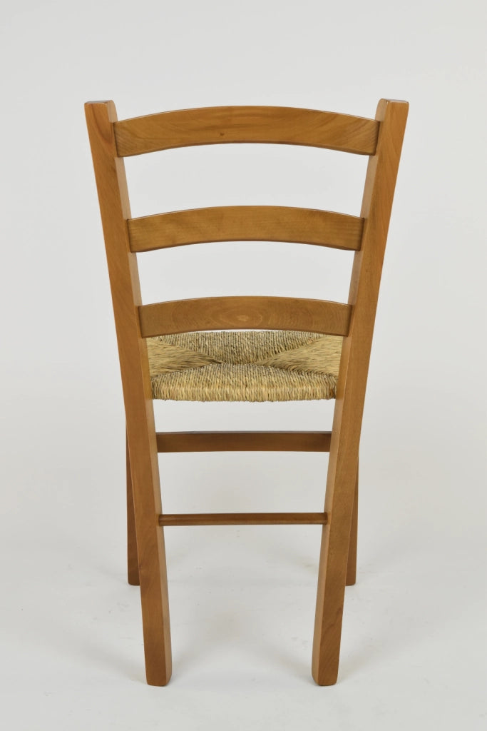 Set 4 Sedie Venice Tommychairs, robusta struttura in legno di faggio verniciata in rovere e seduta in paglia