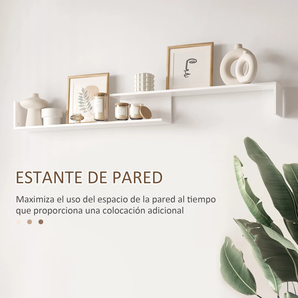 Set Mobile TV e Mensola da Parete ¨C Xylo ¨C Bianco e Marrone 153x25x42cm