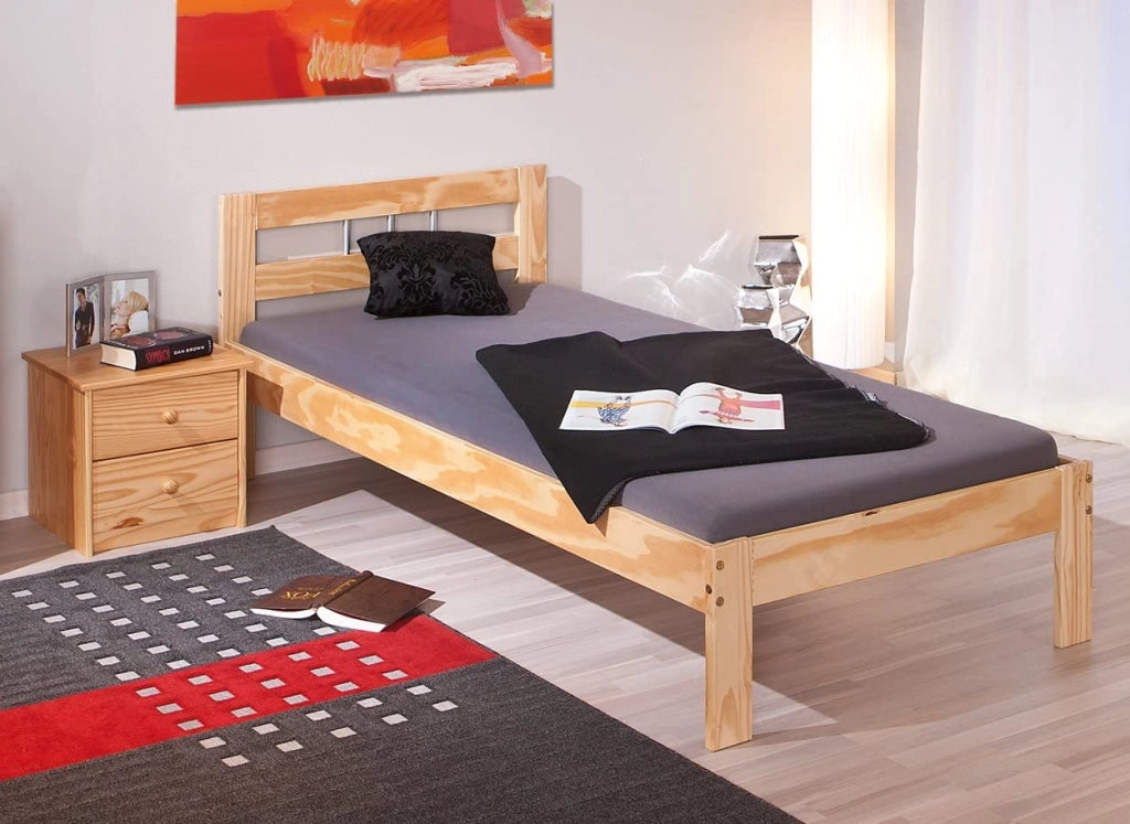 STRUTTURA LETTO JANA 95X145X72H PINO MASSELLO FINITURA NATURALE DOGHE NON INCLUSE