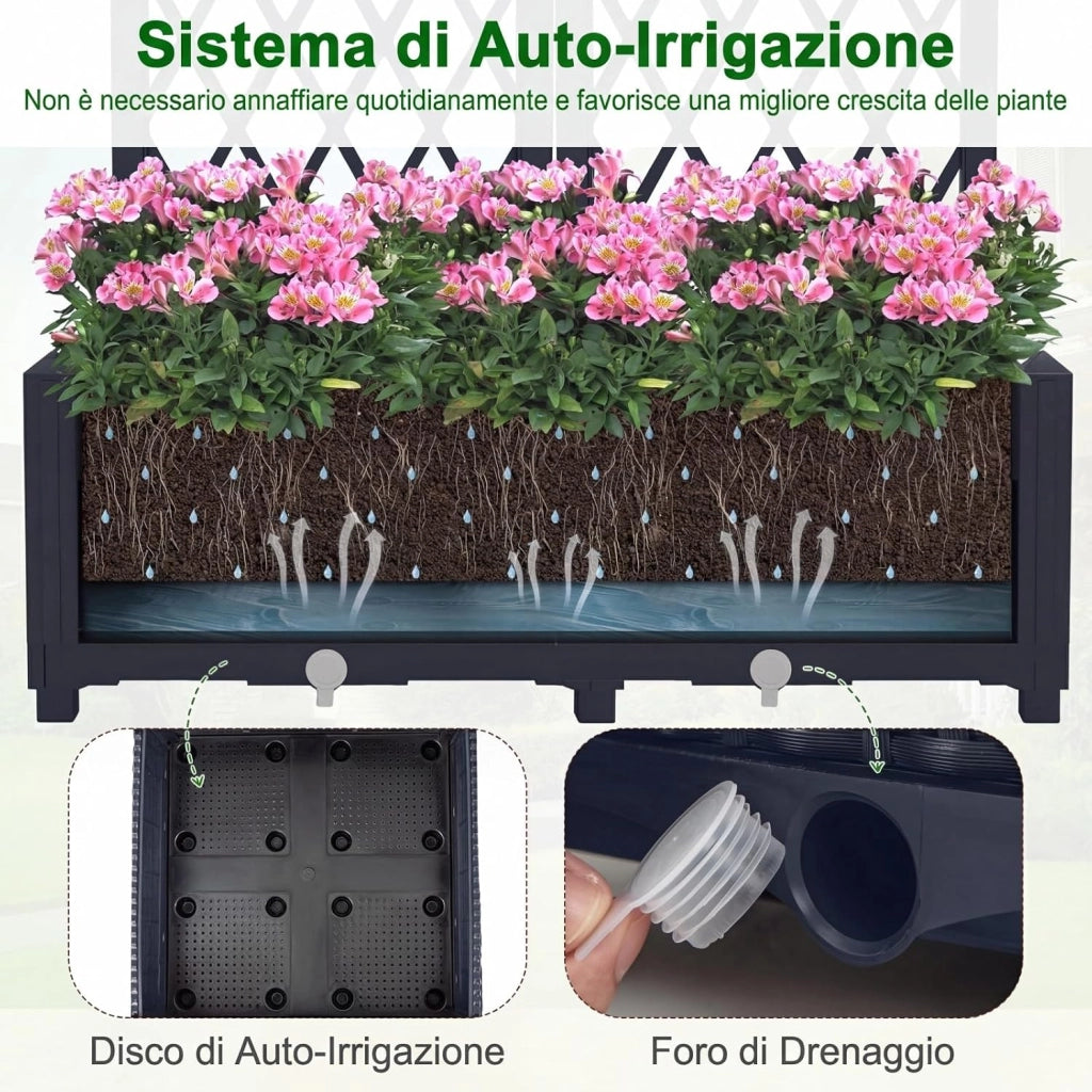 COSTAWAY Fioriera da Esterno per Piante Rampicanti Verdure con Auto Irrigazione e Fori di Drenaggio, Ideale per Giardino, Cortile e Balcone (Grigio,80 x 40 x 122 cm)