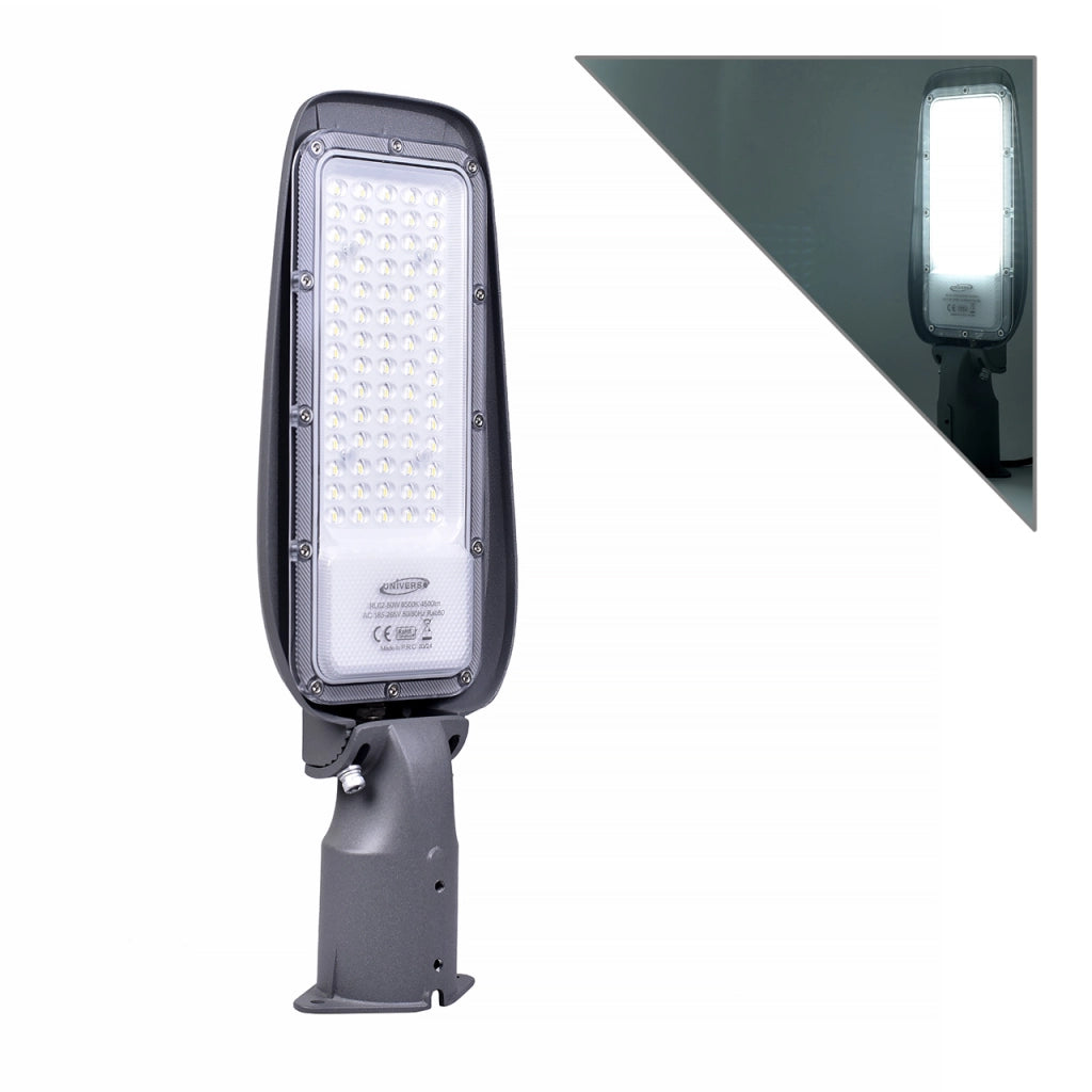 LAMPIONE STRADALE LED 50W LUCE FREDDA 6500K° IP65 - ALTA EFFICIENZA E RESISTENZA PER ILLUMINAZIONE PUBBLICA E INDUSTRIALE