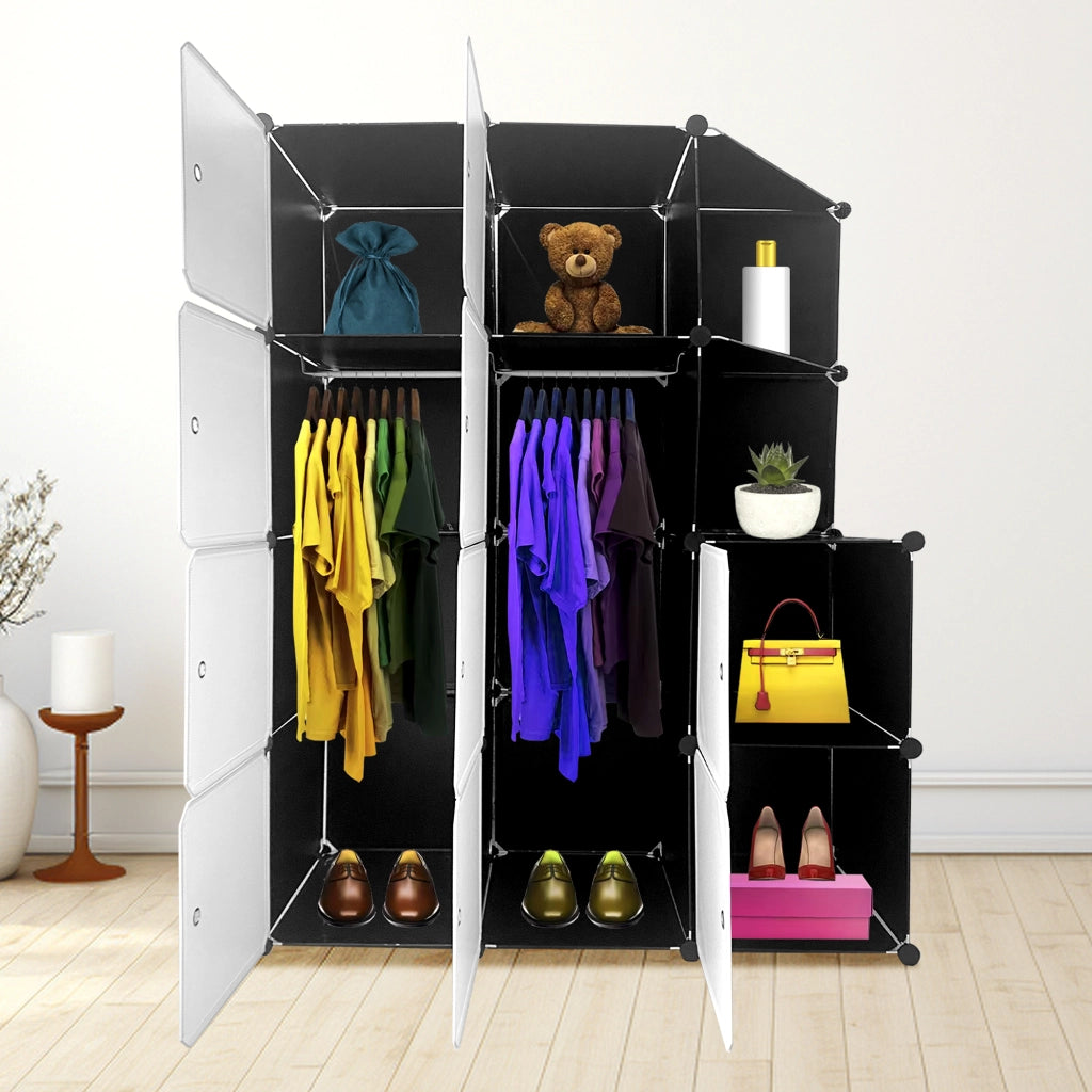 Cubo personalizzabile Guardaroba Boxed Nyana Home 10 Cubes/Doors Organizzazione domestica Appendiabiti Scarpiera 147x110x47cm Nero