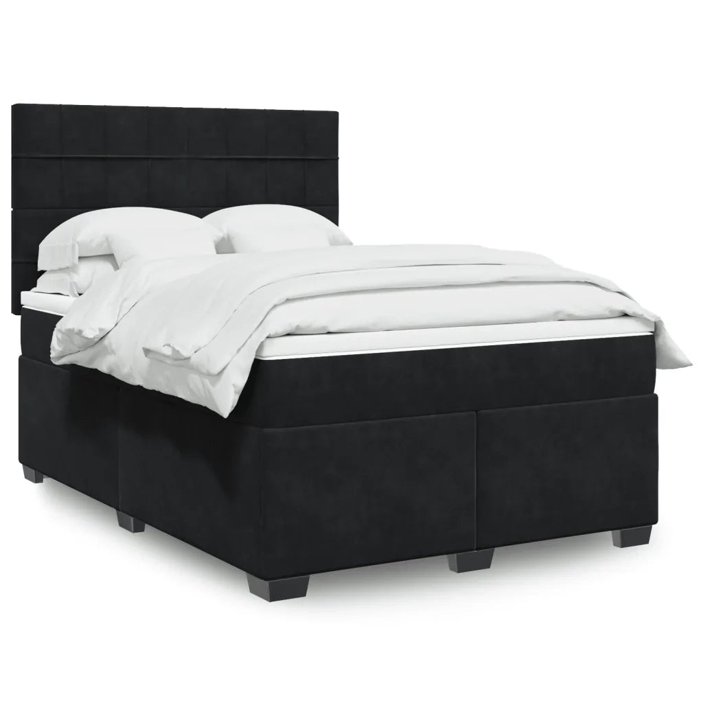 Giroletto a Molle con Materasso Nero 160x200 cm in Velluto