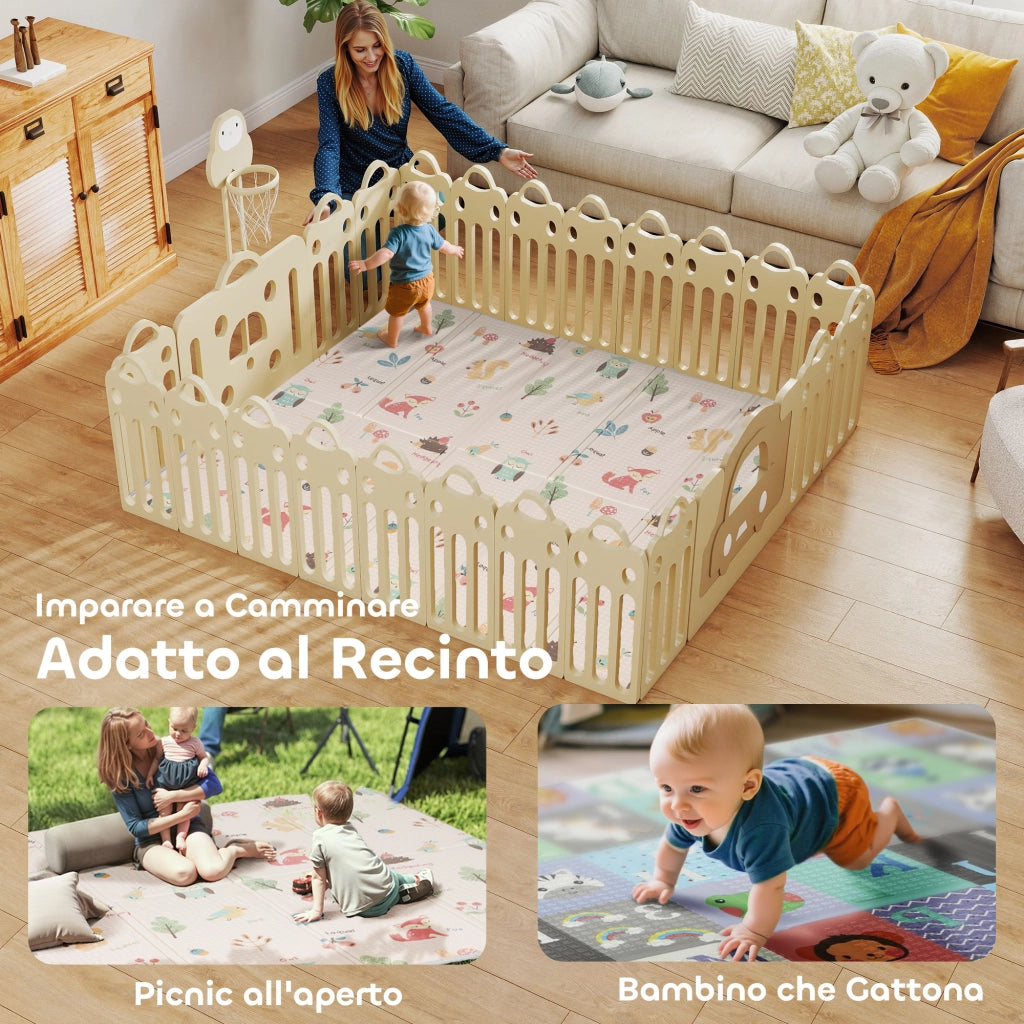 Tappeto per Bambini 0-3 Anni con Numeri e Lettere e Superficie Impermeabile 176,5x148x1 cm in XPE Multicolore