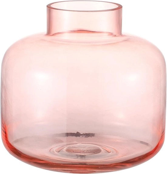 Vaso di vetro rosato a forma rotonda 15,5 cm - vaso decorativo corto per fiori - ideale per salotto, decorazione da tavola e matrimoni