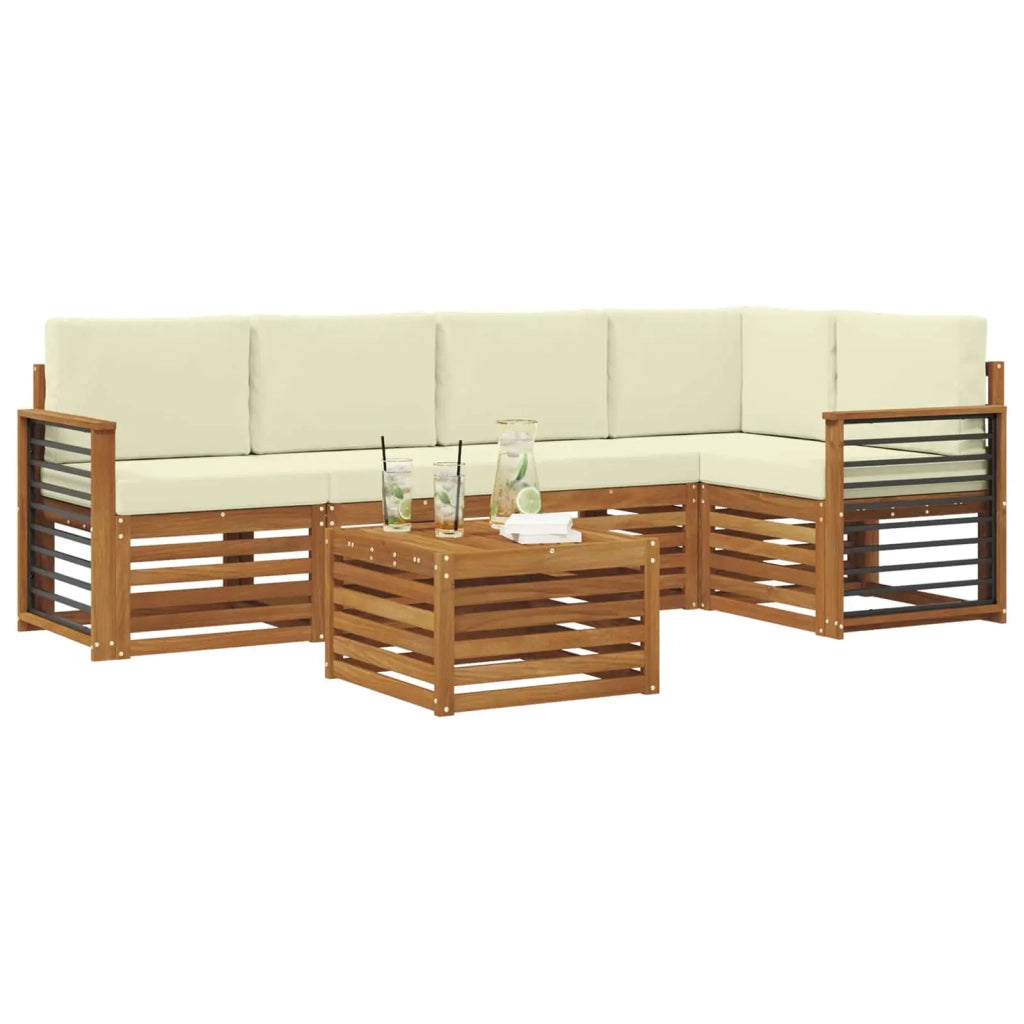 Set di divani da esterno 6 pz Naturale e Crema Poliestere 3374860