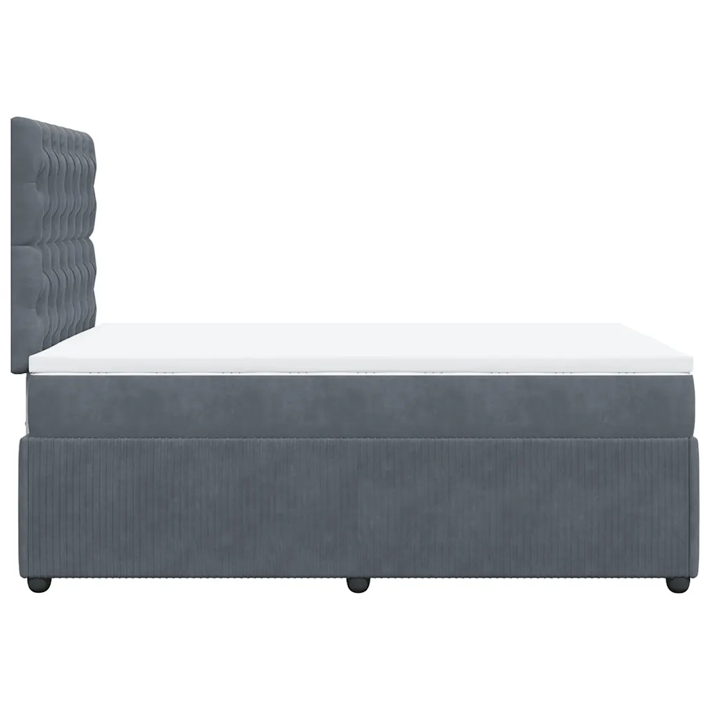 Giroletto a Molle con Materasso Grigio Scuro 120x190 cm Velluto