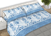 Completo Lenzuola Letto 100% Cotone Made Italy Disegno Rombo CN - Piazza e Mezza - Azzurro