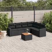 Set Divani da Giardino con Cuscini 7pz Nero Polyrattan 3224137