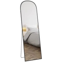 Specchio da Terra e Parete Moderno in Lega di Alluminio con Supporto Pieghevole, 50x161.5cm, Nero