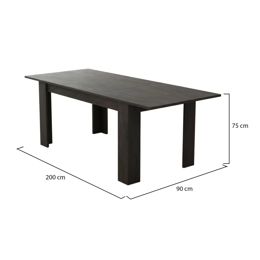 Marene, Tavolo Allungabile Allungabile, 200x90x75h cm Nero Antracite