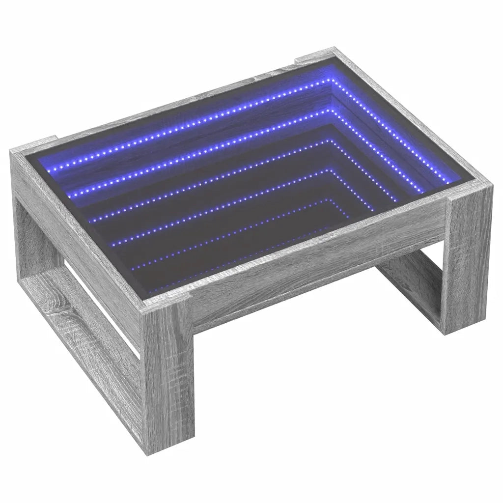 Tavolino da Salotto con LED Infinity Grigio Sonoma 70x53x30 cm