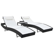 Set di 2 lettini prendisole sedie a sdraio lettini prendisole lettini da giardino mobili da giardino e tavolo in resina intrecciata nera e textilene 02_0012146