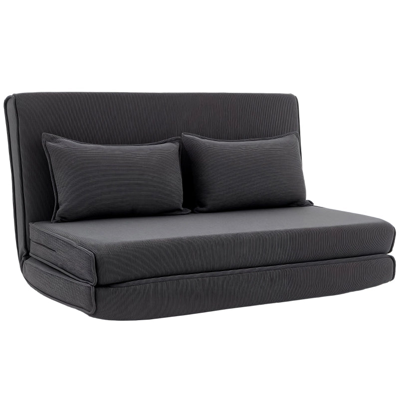 POLTRONA 3 in 1 trasformabile 135x208 cm in velluto a coste grigio scuro