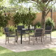 Set da pranzo da giardino da 5 pezzi con cuscini Grigio Chiaro Polyrattan