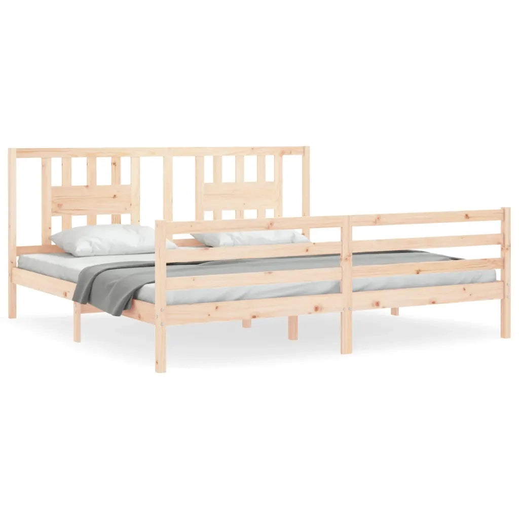 Giroletto con Testiera-Struttura Letto con testiera 200x200 cm in Legno Massello 435143