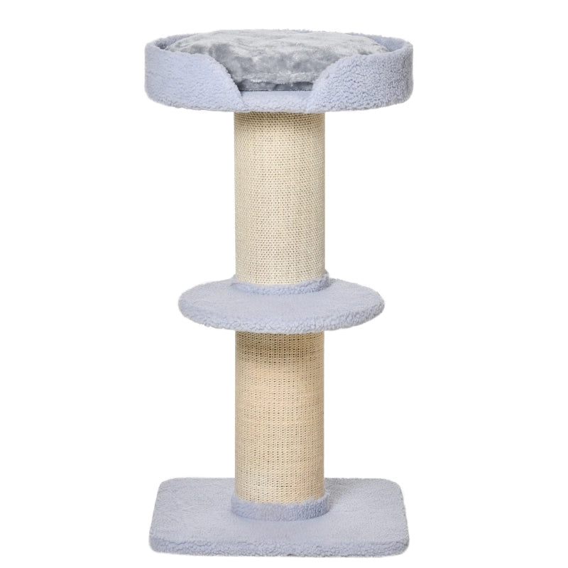 Albero tiragraffi per gatti con piattaforma e palo in sisal, 45x45x91 cm, azzurro chiaro