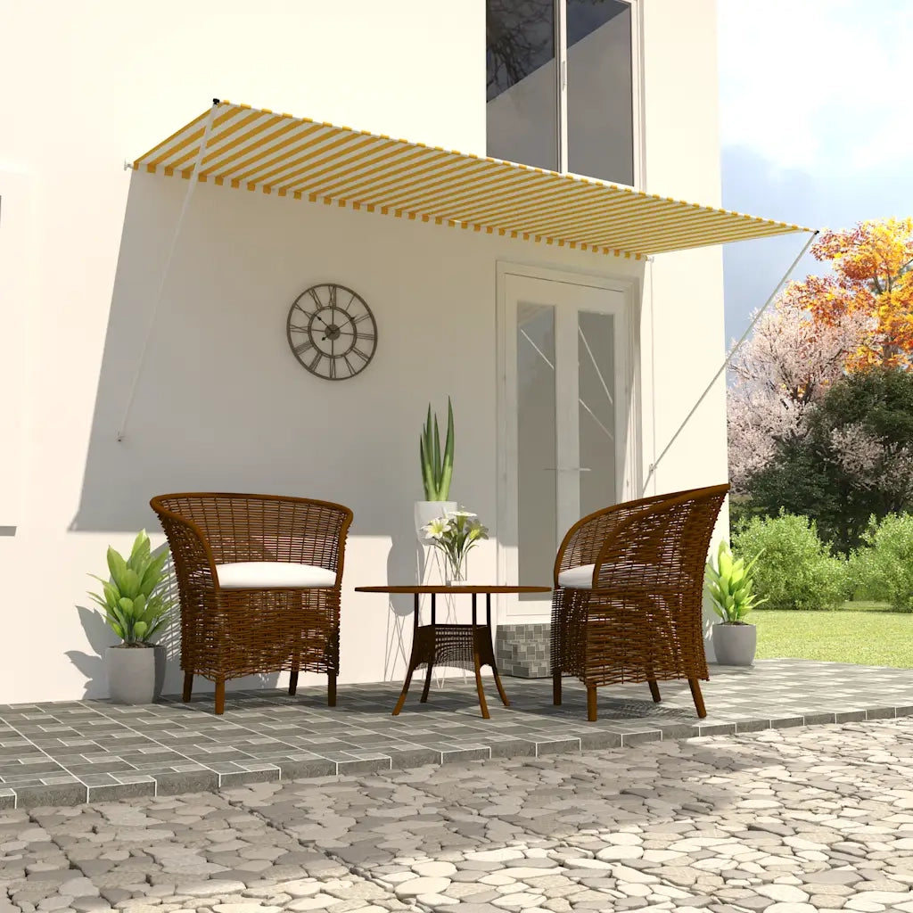 Tenda da Sole Retrattile 300x150 cm Giallo e Bianco cod mxl 18861
