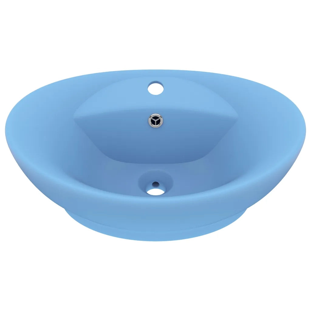 Lavabo con Troppopieno Ovale Azzurro Opaco 58,5x39 cm Ceramicacod mxl 105439