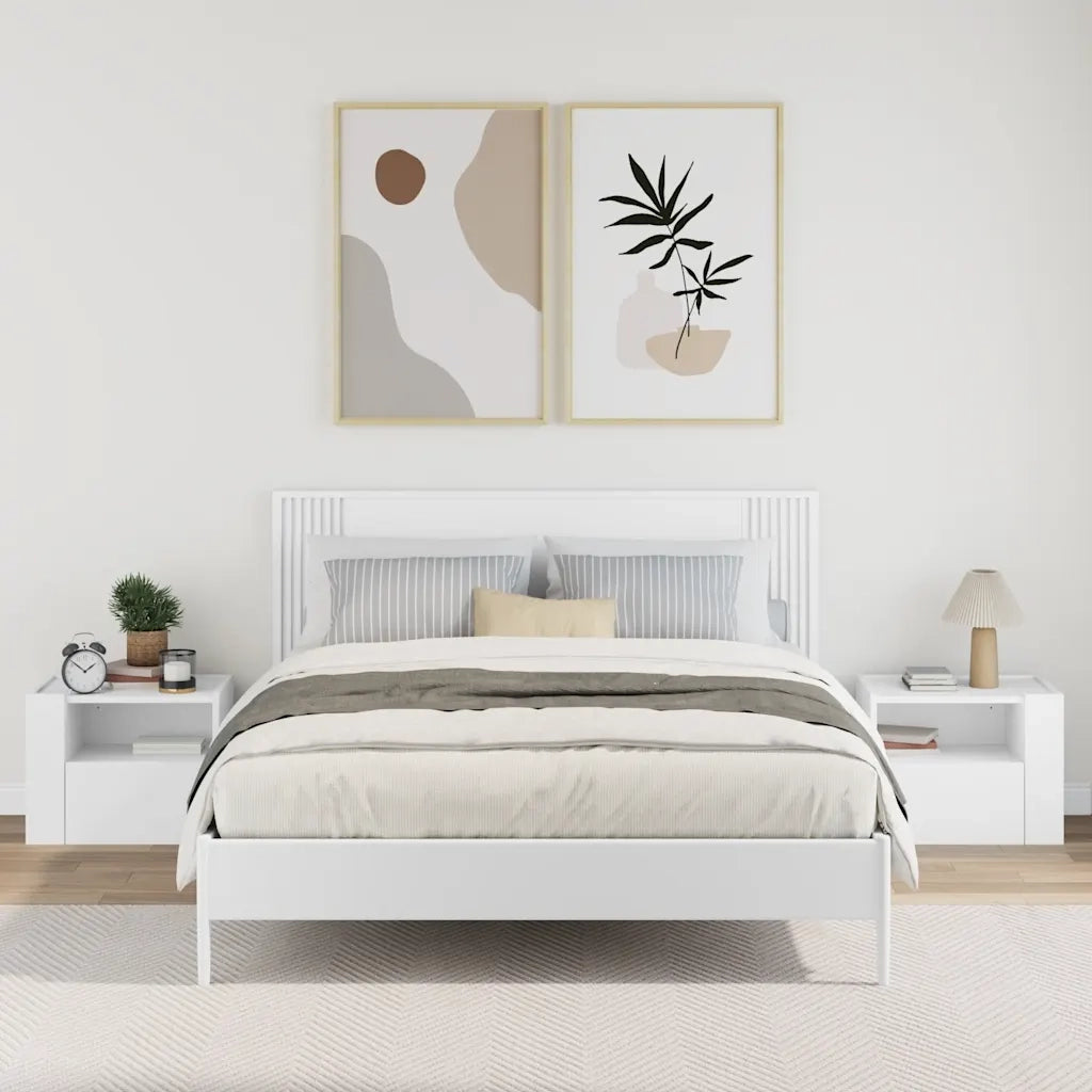 Comodini a Muro 2 pz-Set di 2 Tavolino da notte Bianchi 45x30x35 cm