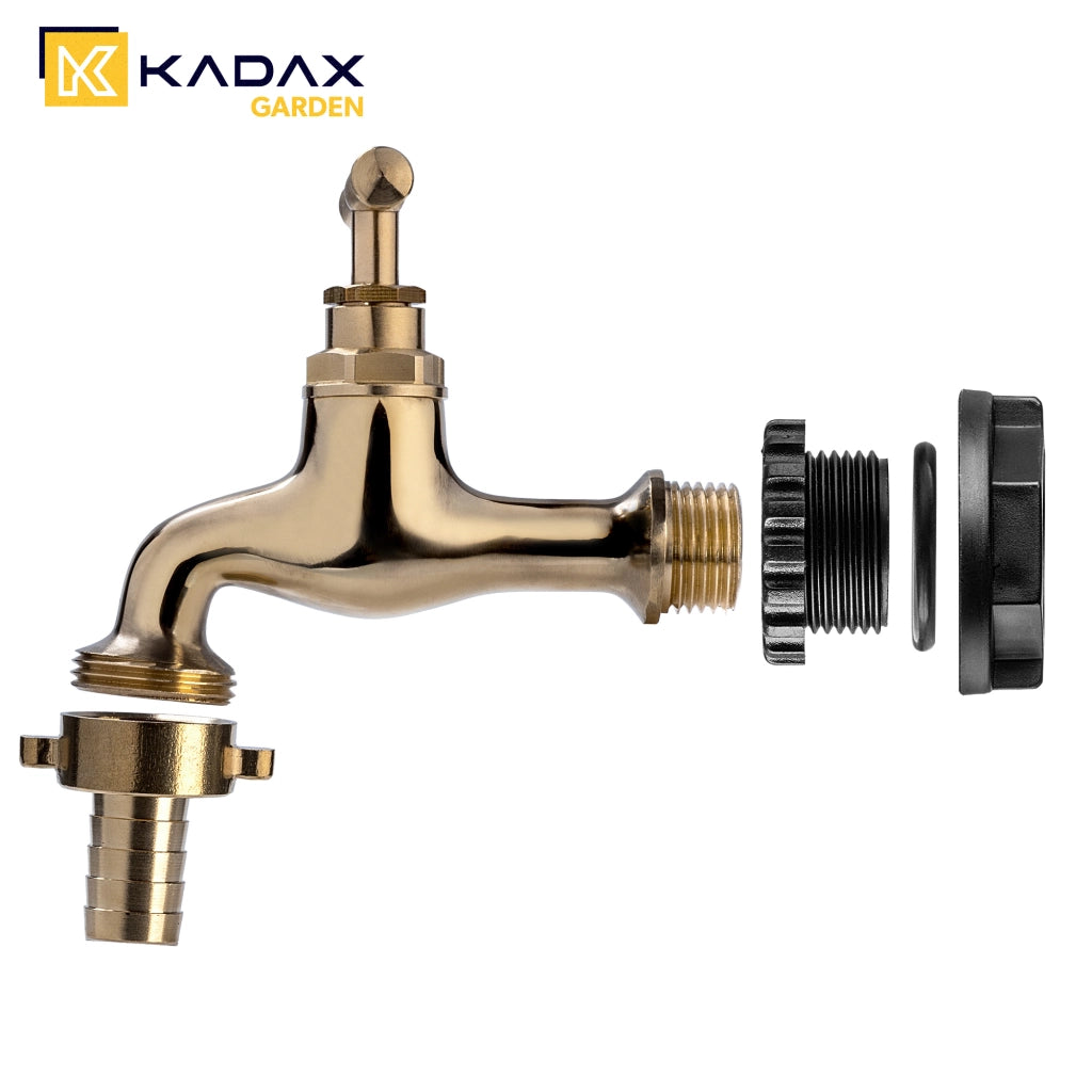 Rubinetto da giardino KADAX 3/4 per serbatoio di acqua piovana con valvola a barilotto.