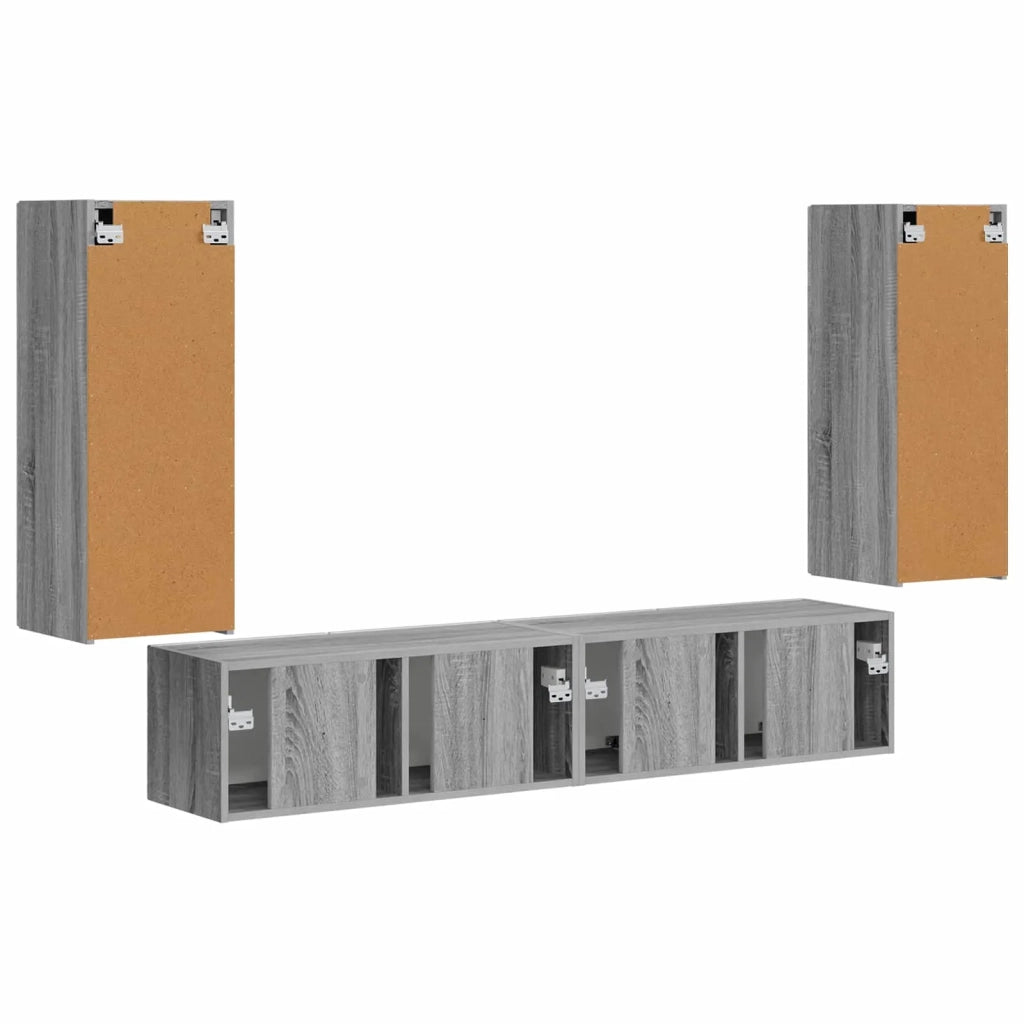Set di Mobiletto da TV a Parete 4 pcs Grigio Sonoma