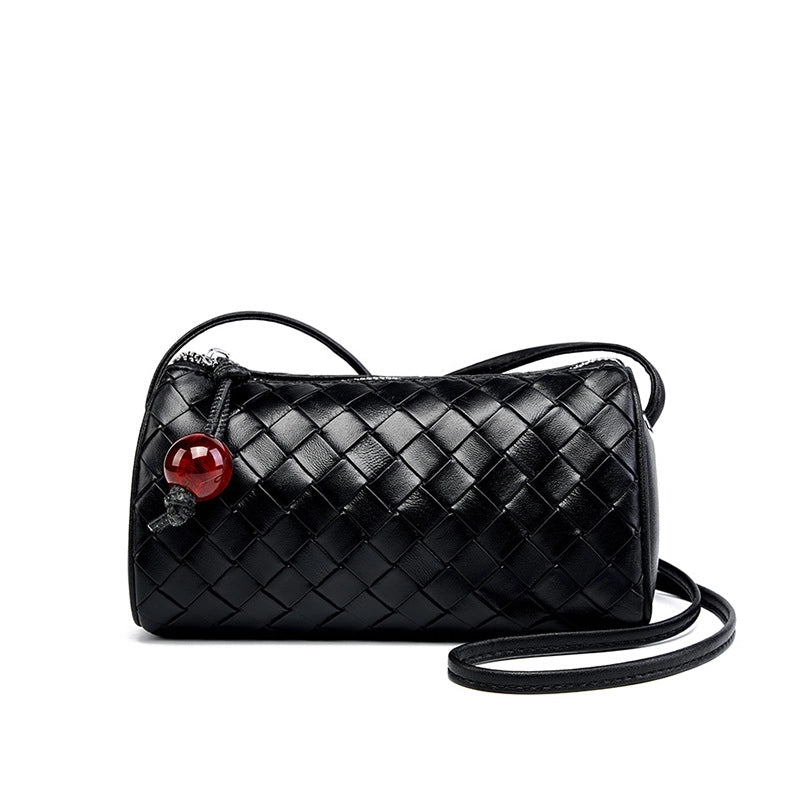 Borsa a cuscino da donna in vera pelle nera