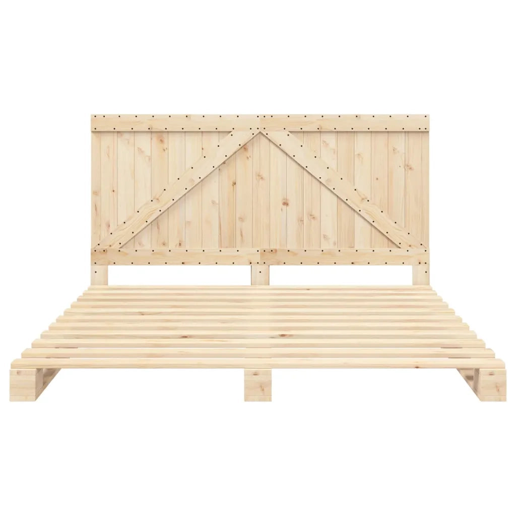 Giroletto con Testiera 200x200 cm in Legno Massello di Pino 3281555