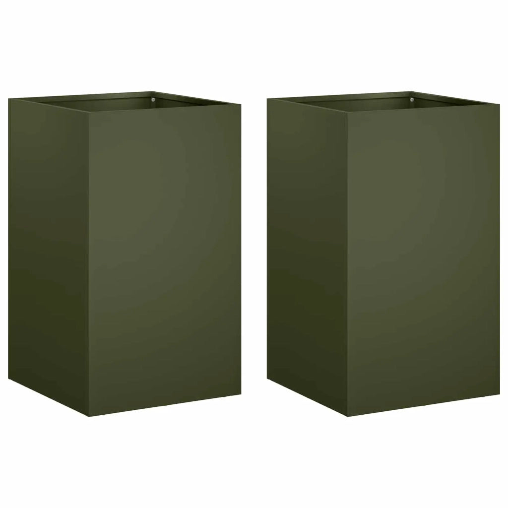Vaso da giardino 2 pz Verde Oliva 30 x 30 x 40 cm 8005337
