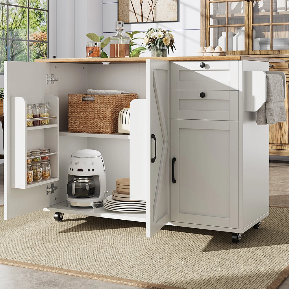 Isola cucina - Xylo - scaffali snack venatura legno bianco