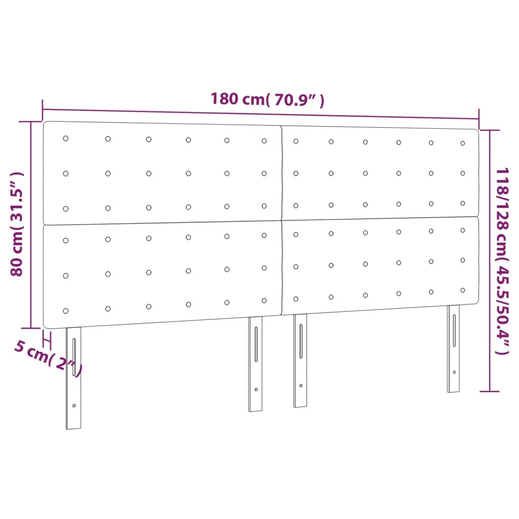 Testiera per Letto-Testata-Testiera Decorativa Tortora 180x5x118/128 cm Tessuto 417816