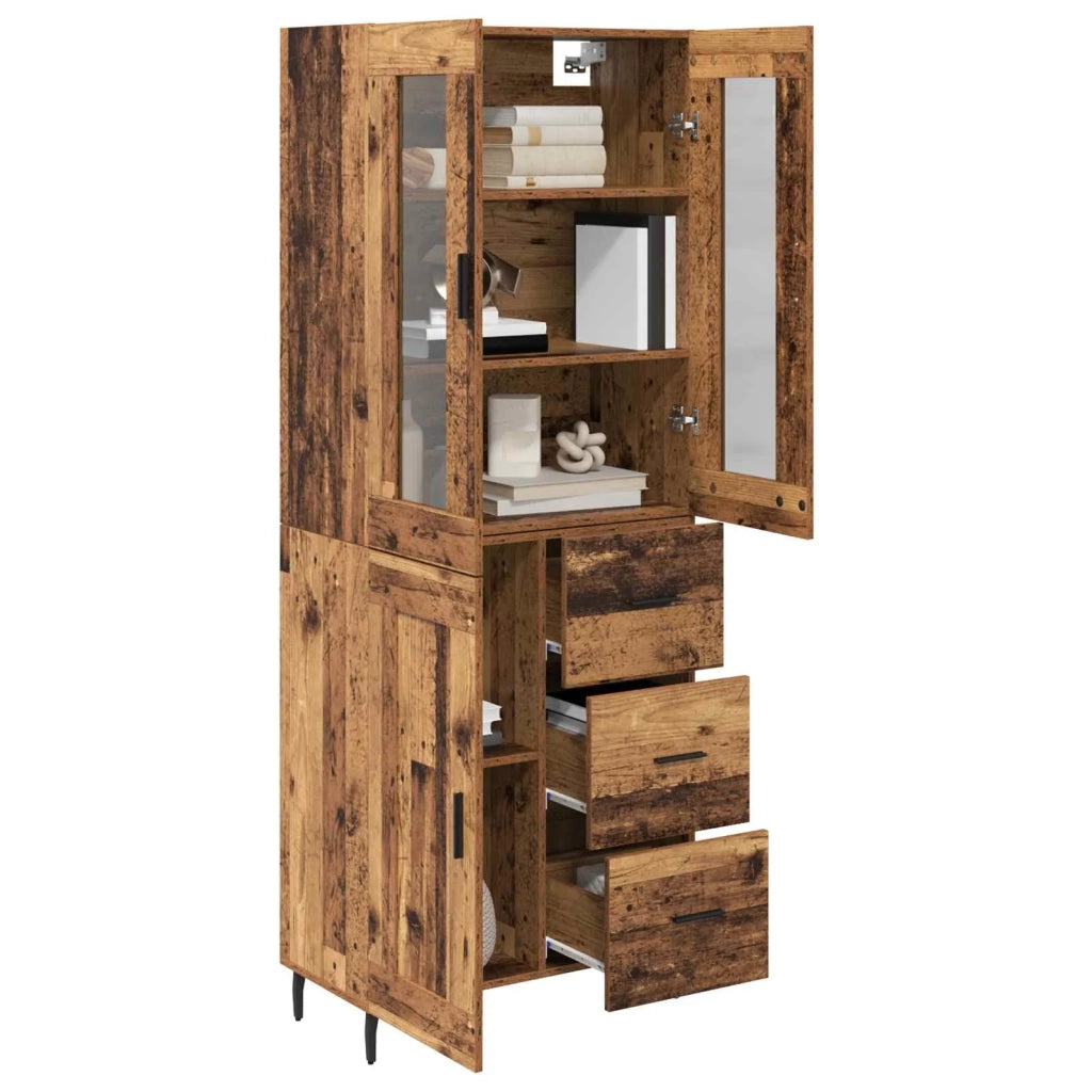 Credenza con cassetto 2 pz | Madia | Buffet da pranzo | Armadio da pranzo Legno vecchio Legno multistrato