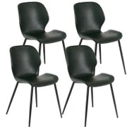 E-STYLO Sedia da pranzo in soft touch verde scuro e gambe in metallo nero, 55cm X 45cm H. 83cm.