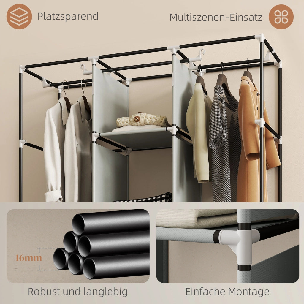 Armadio scorrevole in tessuto con 3 cassetti ¨C zephmum ¨C Grigio chiaro 125x43x162.5 cm