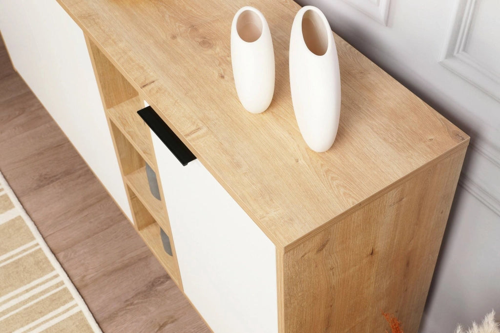 Madia Arlene, Credenza 4 Ripiani, 142x36x83h cm Marrone Quercia