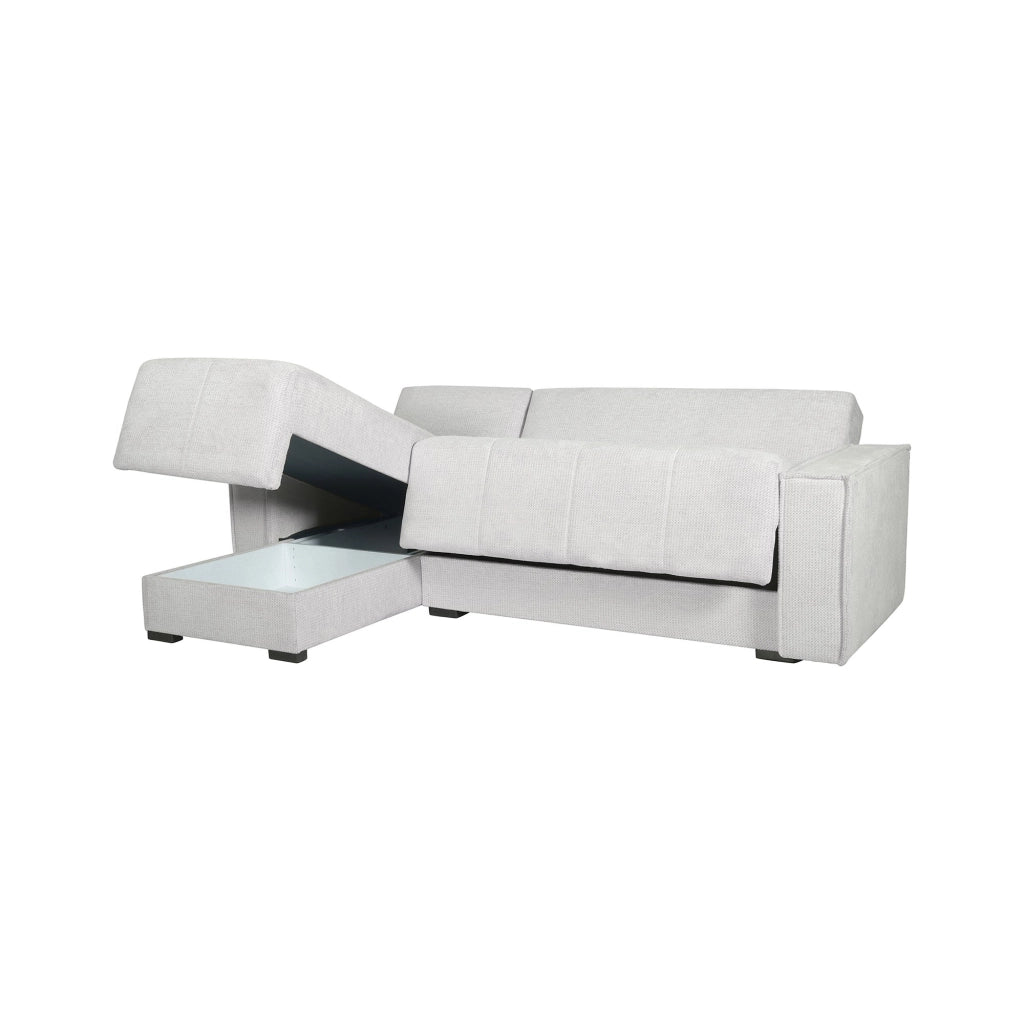 Naturno, Divano Letto con Penisola Contenitore, 237x169 cm Bianco