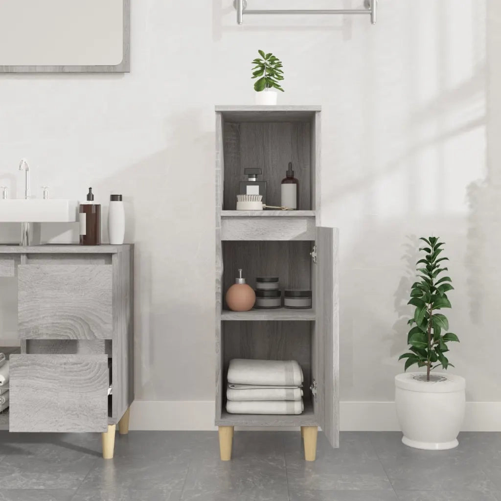 Armadietto Bagno | Armadio da bagno Grigio Sonoma 30x30x100cm in Legno Multistrato