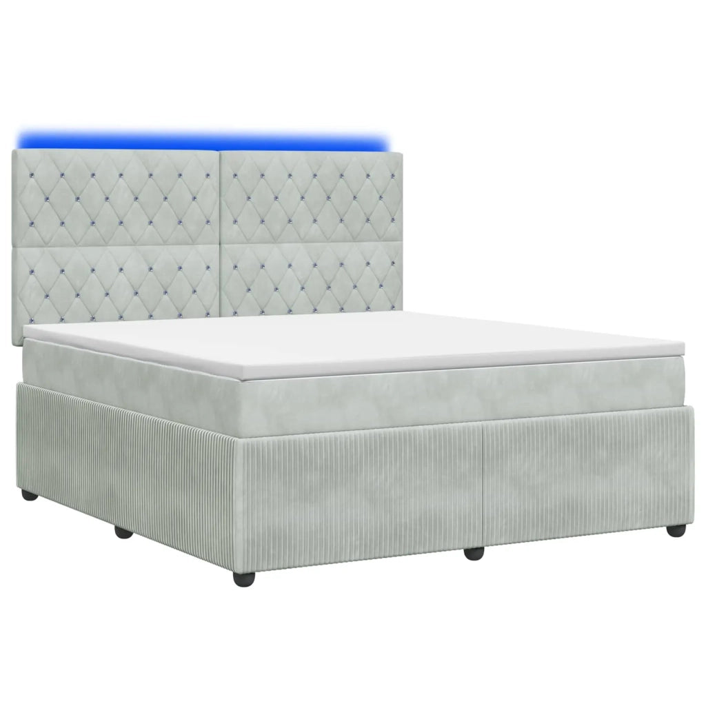 Letto Box Spring LED con Materasso Grigio Chiaro 180 x 200 cm 3456113
