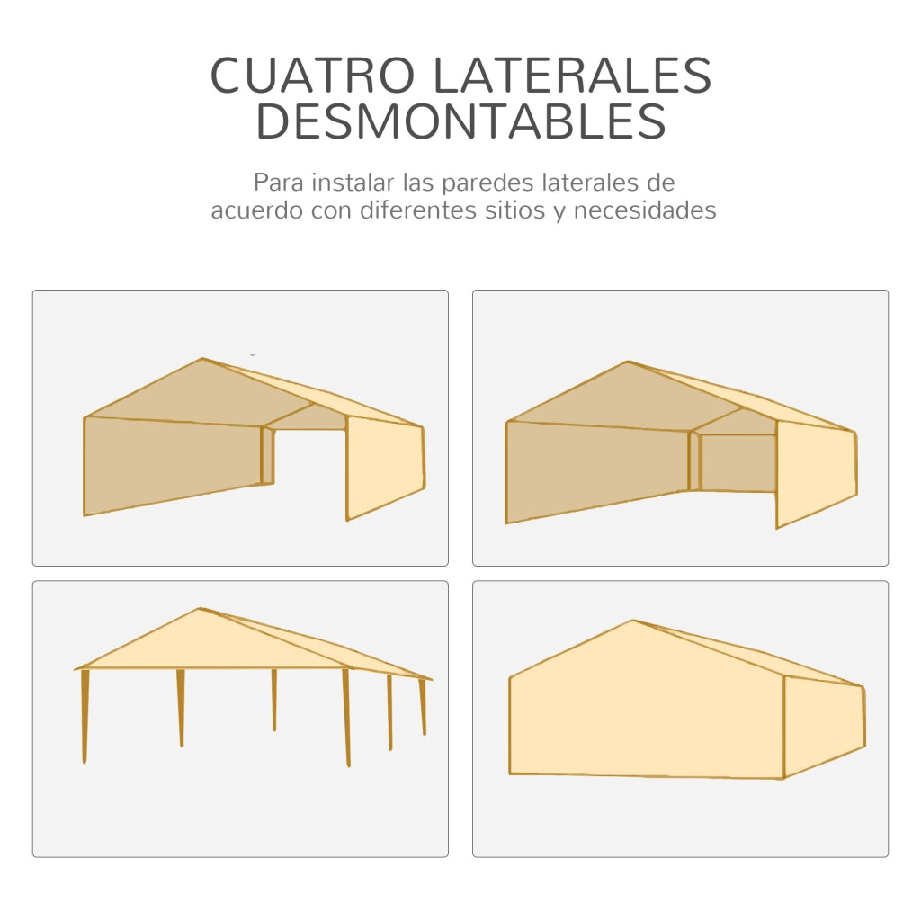 Gazebo da Giardino ¨C zephmum ¨C 6x3 m Bianco Impermeabile 4 Finestre 2 Porte